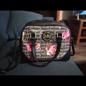 Juicy Couture Black and Pink Crossbody Bag with Graphic Design